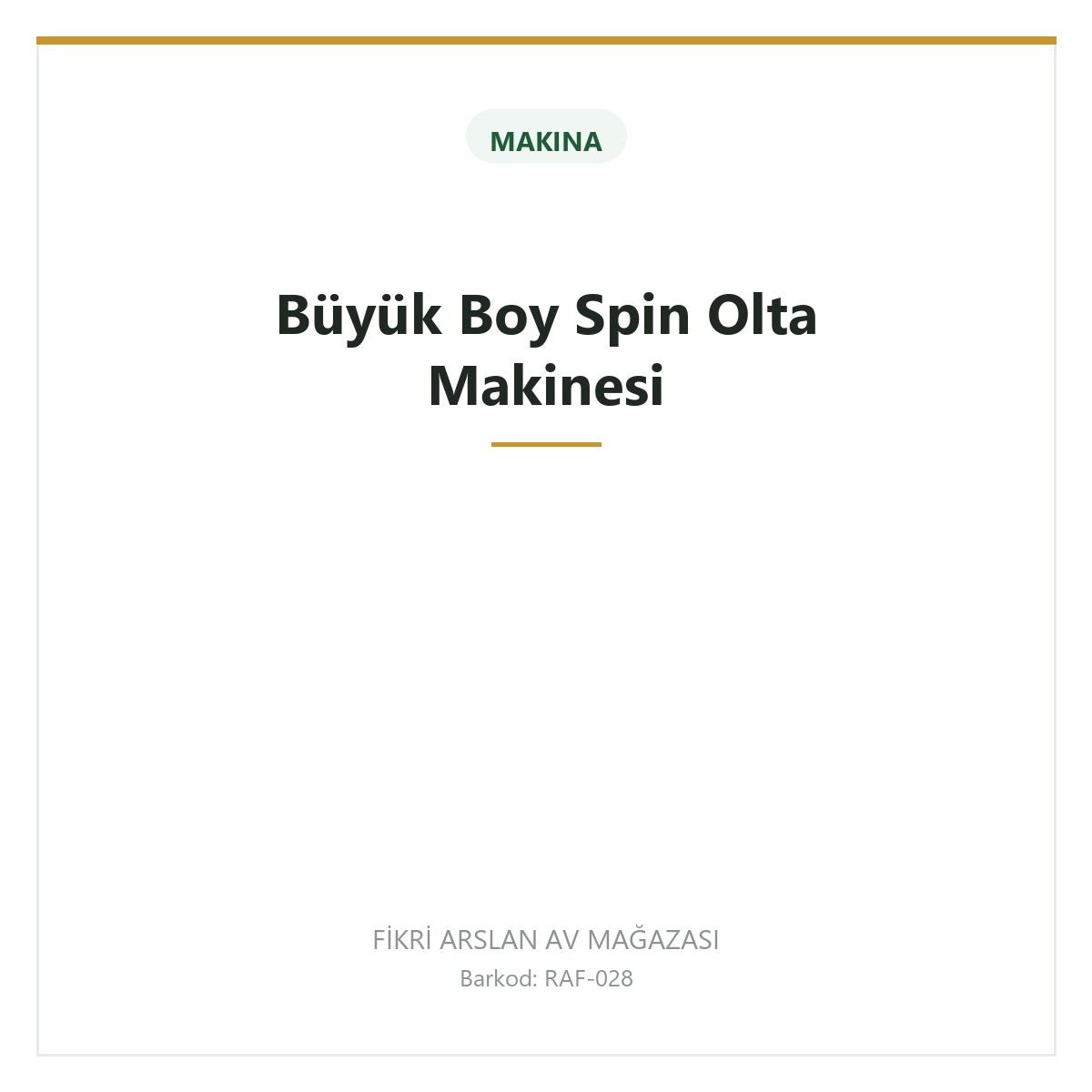 Büyük Boy Spin Olta Makinesi